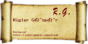 Rigler Gáspár névjegykártya